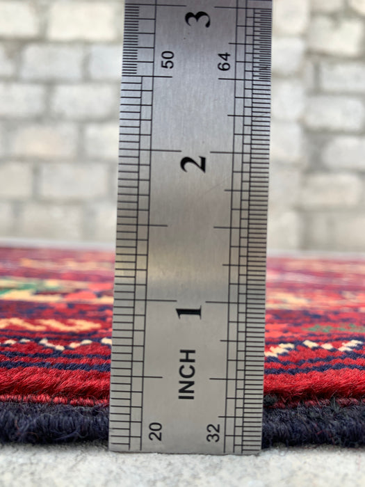 9'5 x 2'11 Hand-Knotted Peshawari Chobi Wool Runner Rug - Red Tribal Geometric Hallway Rug - KBHM-640