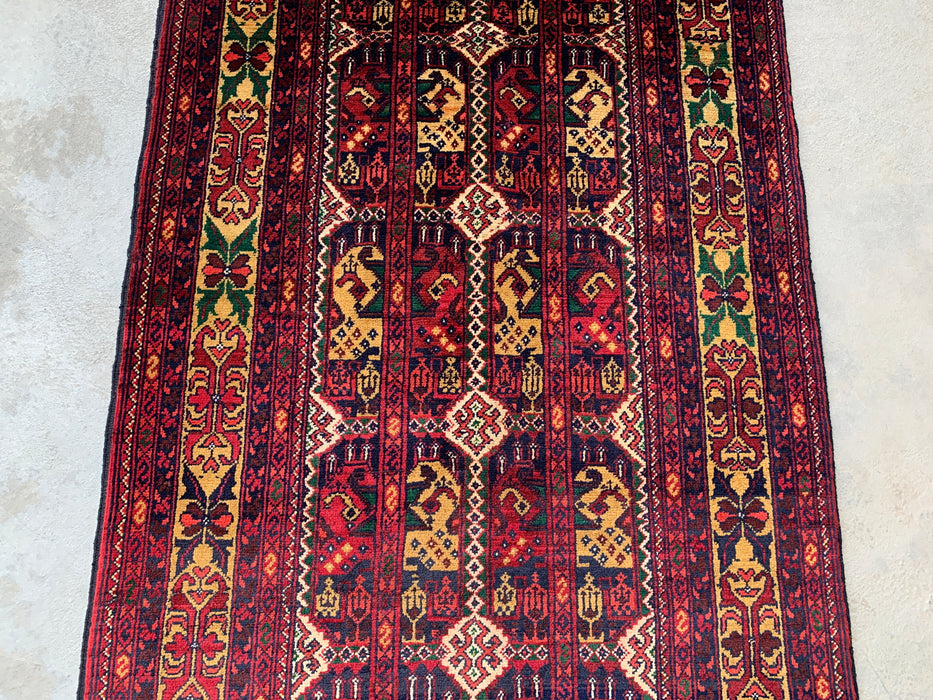 9'5 x 2'11 Hand-Knotted Peshawari Chobi Wool Runner Rug - Red Tribal Geometric Hallway Rug - KBHM-640