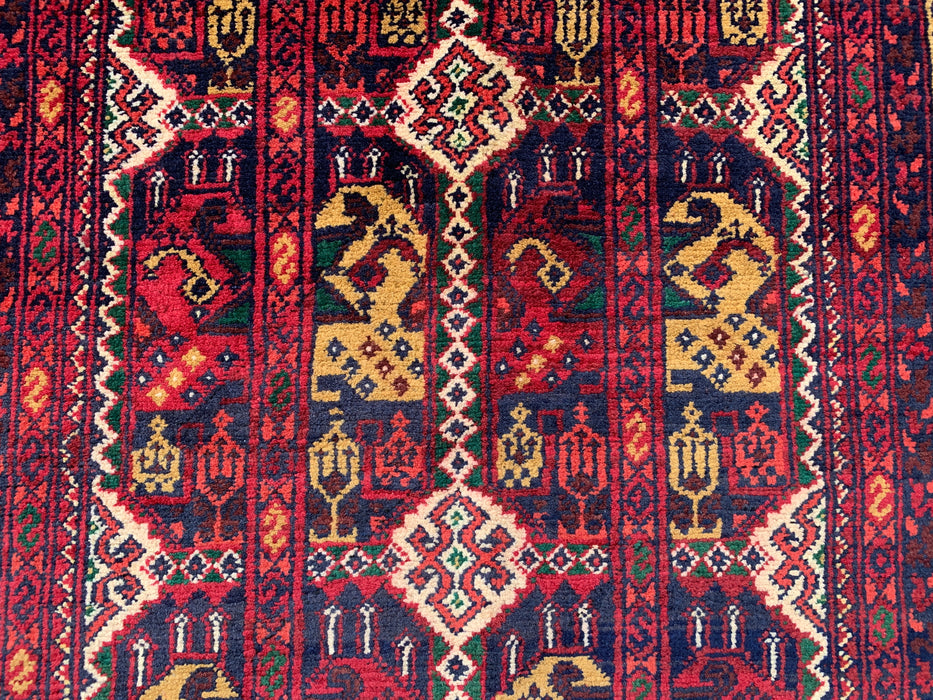9'5 x 2'11 Hand-Knotted Peshawari Chobi Wool Runner Rug - Red Tribal Geometric Hallway Rug - KBHM-640