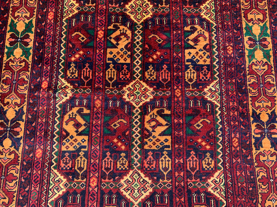 9'7 x 2'10 Hand-Knotted Peshawari Chobi Wool Runner Rug - Red Tribal Geometric Hallway Rug - KBHM-641