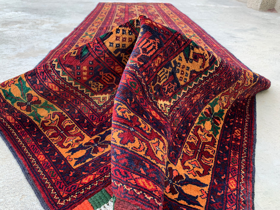 9'7 x 2'10 Hand-Knotted Peshawari Chobi Wool Runner Rug - Red Tribal Geometric Hallway Rug - KBHM-641