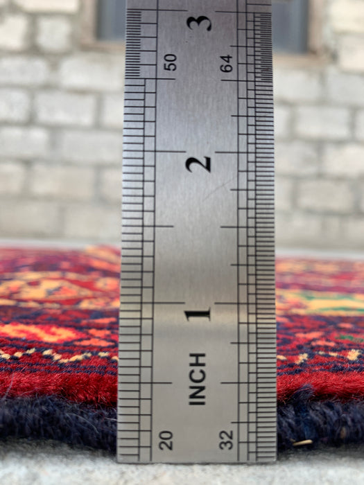 9'7 x 2'10 Hand-Knotted Peshawari Chobi Wool Runner Rug - Red Tribal Geometric Hallway Rug - KBHM-641