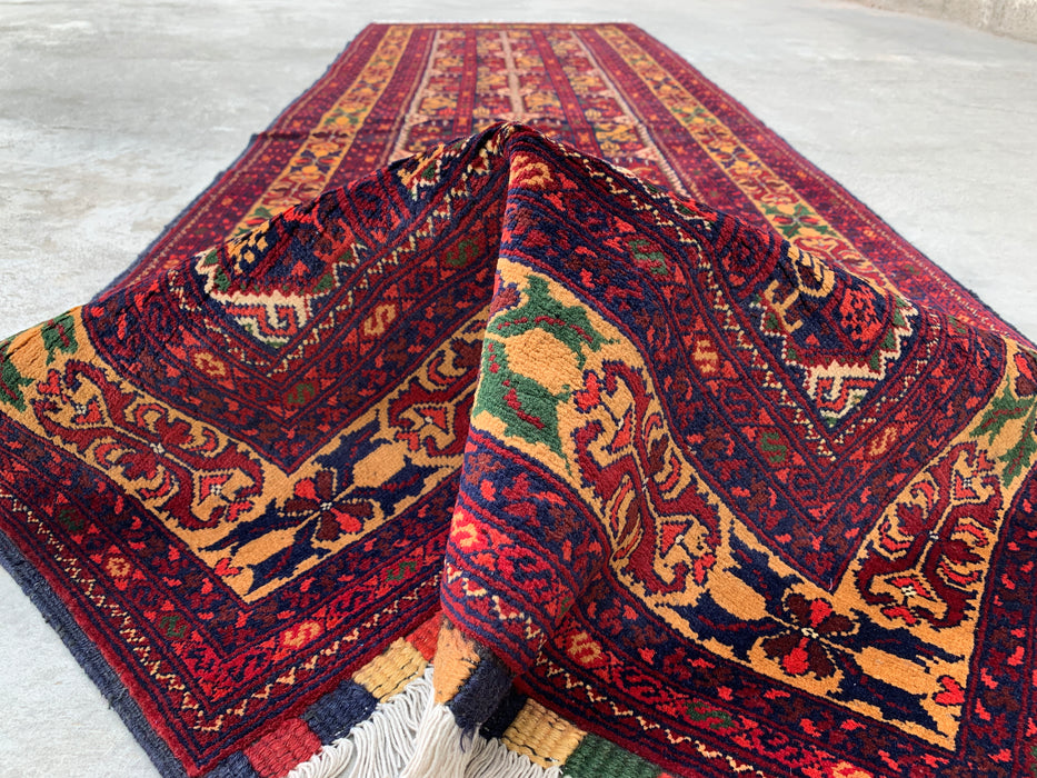 9'6 x 2'10 Hand-Knotted Peshawari Chobi Wool Runner Rug - Red Tribal Geometric Hallway Rug - KBHM-642