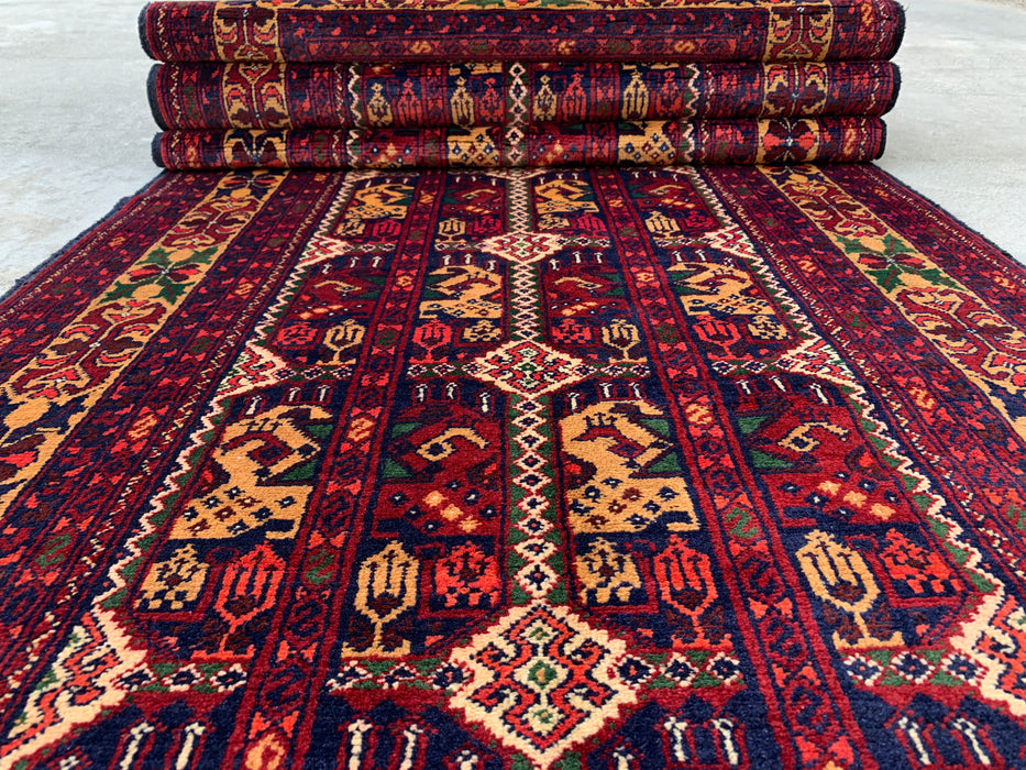 9'6 x 2'10 Hand-Knotted Peshawari Chobi Wool Runner Rug - Red Tribal Geometric Hallway Rug - KBHM-642