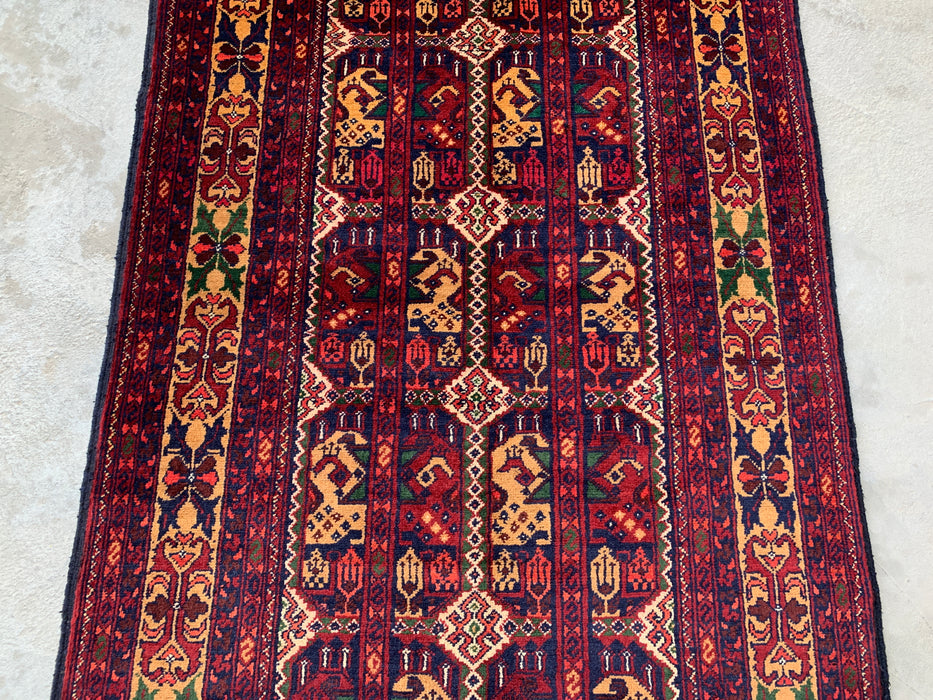 9'6 x 2'10 Hand-Knotted Peshawari Chobi Wool Runner Rug - Red Tribal Geometric Hallway Rug - KBHM-642