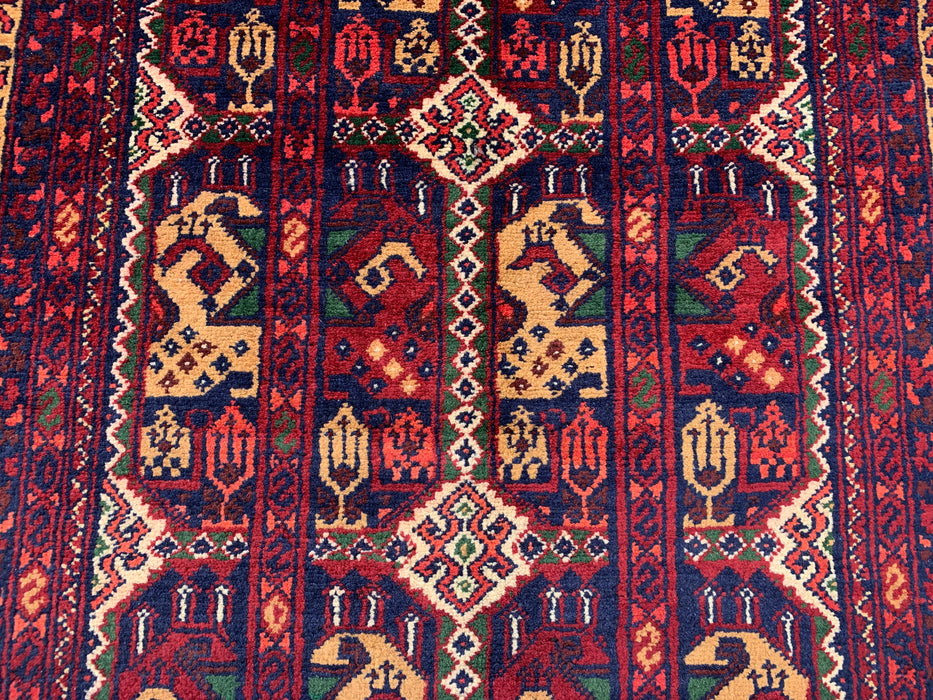 9'6 x 2'10 Hand-Knotted Peshawari Chobi Wool Runner Rug - Red Tribal Geometric Hallway Rug - KBHM-642