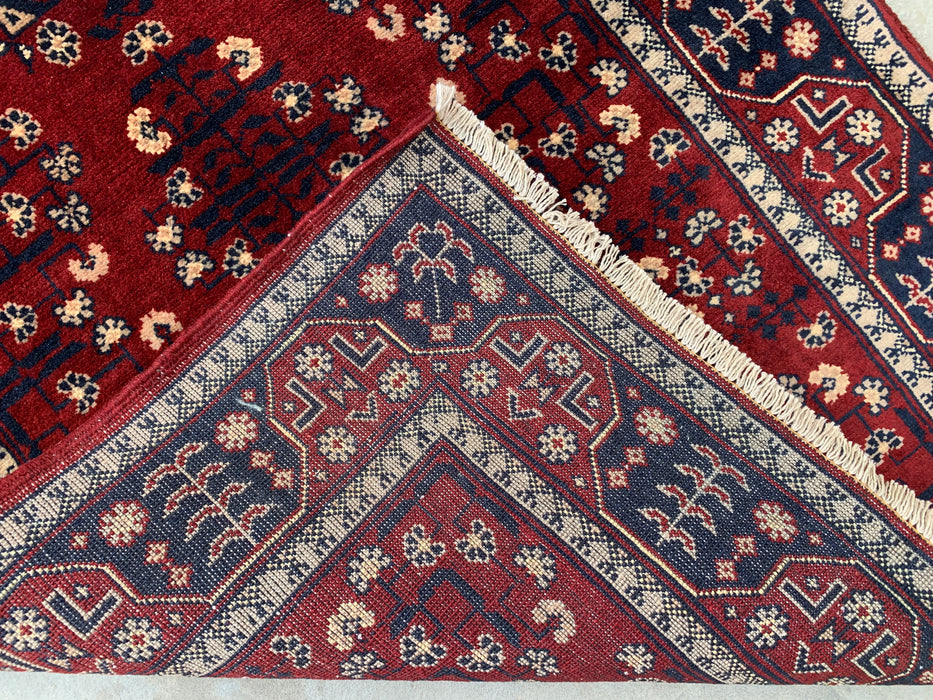 7'2 x 2'7 Hand-Knotted Peshawari Chobi Wool Runner Rug - Red Tribal Geometric Hallway Rug - KBHM-644