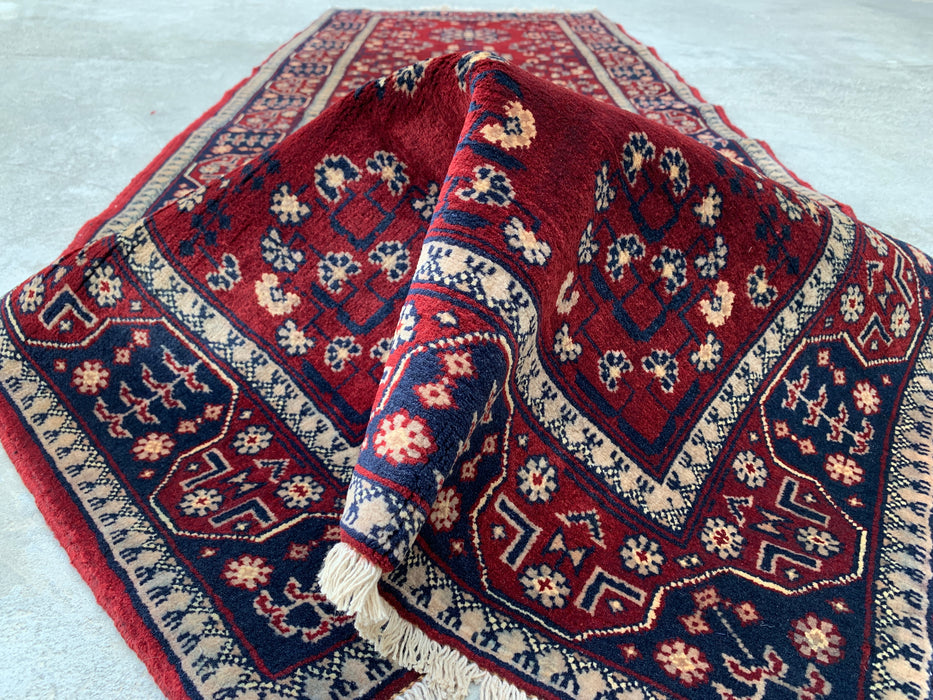 7'2 x 2'7 Hand-Knotted Peshawari Chobi Wool Runner Rug - Red Tribal Geometric Hallway Rug - KBHM-644