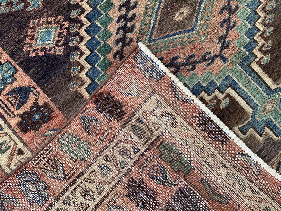 9'3 x 4'8 Hand-Knotted Persian Wool Rug - Brown Tribal Geometric Area Rug - KBHM-645