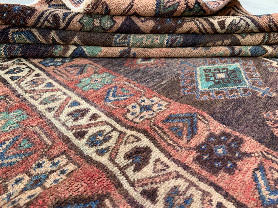 9'3 x 4'8 Hand-Knotted Persian Wool Rug - Brown Tribal Geometric Area Rug - KBHM-645