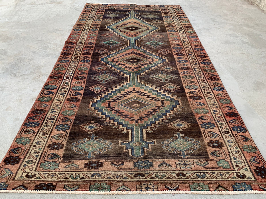 9'3 x 4'8 Hand-Knotted Persian Wool Rug - Brown Tribal Geometric Area Rug - KBHM-645