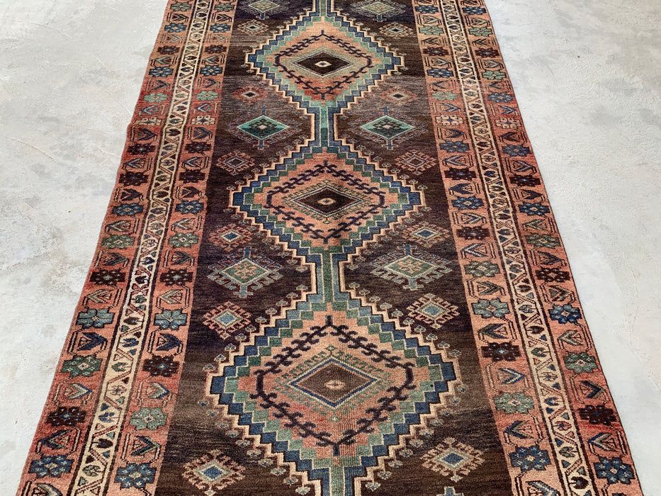 9'3 x 4'8 Hand-Knotted Persian Wool Rug - Brown Tribal Geometric Area Rug - KBHM-645
