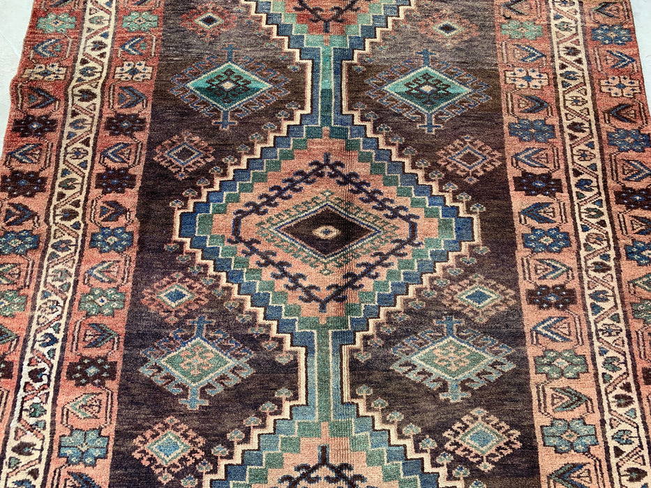9'3 x 4'8 Hand-Knotted Persian Wool Rug - Brown Tribal Geometric Area Rug - KBHM-645