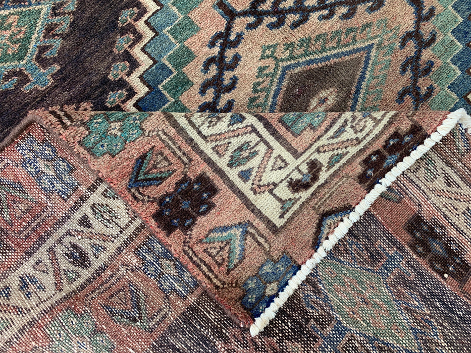 9'3 x 4'8 Hand-Knotted Persian Wool Rug - Brown Tribal Geometric Area Rug - KBHM-645