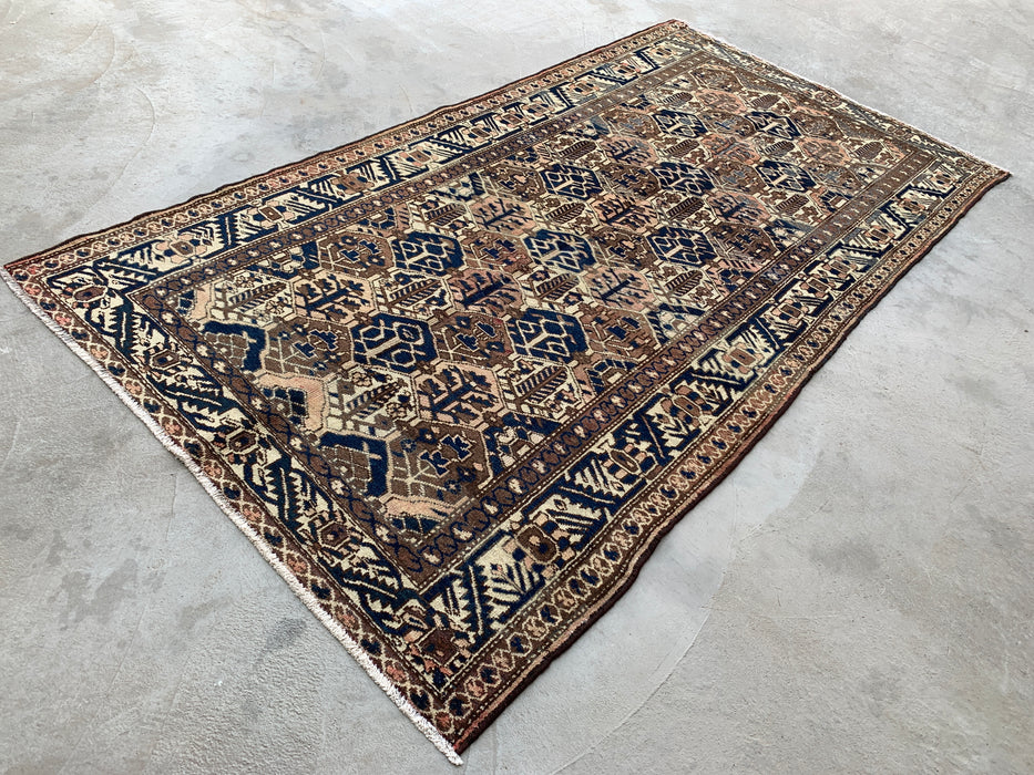 9'8 x 5'2 Hand-Knotted Persian Wool Rug - Brown Tribal Geometric Area Rug - KBHM-646