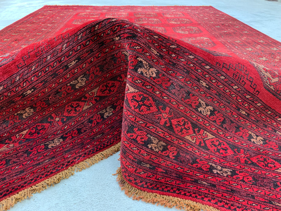 9'2 x 6'6 Hand-Knotted Persian Wool Rug - Red Tribal Geometric Area Rug - KBHM-647