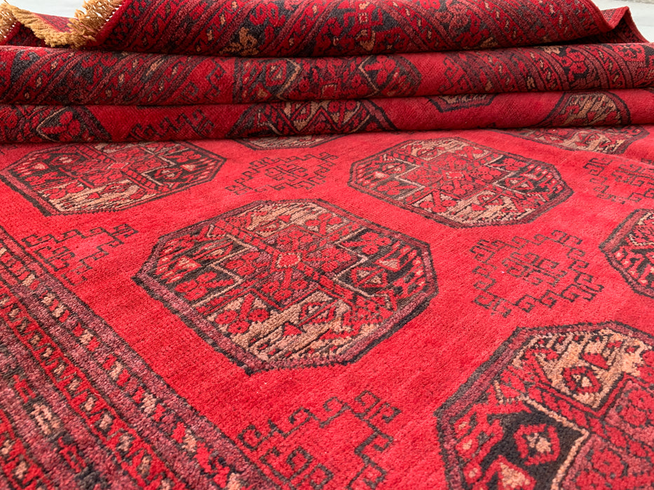 9'2 x 6'6 Hand-Knotted Persian Wool Rug - Red Tribal Geometric Area Rug - KBHM-647