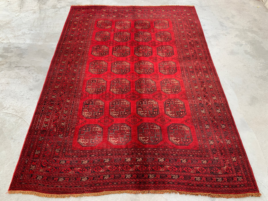 9'2 x 6'6 Hand-Knotted Persian Wool Rug - Red Tribal Geometric Area Rug - KBHM-647