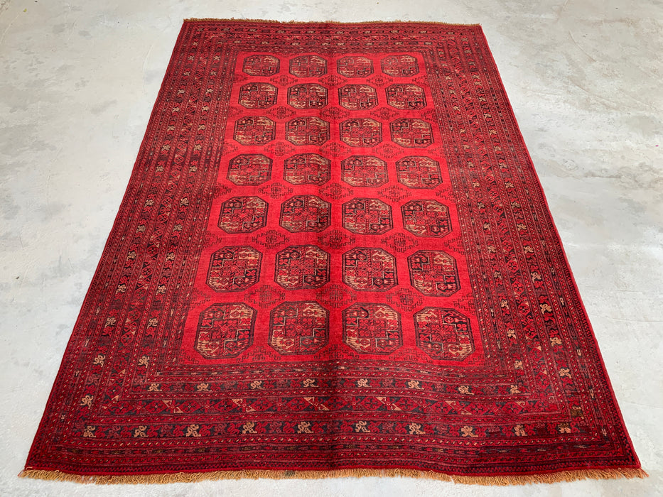 9'2 x 6'6 Hand-Knotted Persian Wool Rug - Red Tribal Geometric Area Rug - KBHM-647