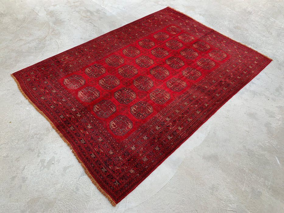 9'2 x 6'6 Hand-Knotted Persian Wool Rug - Red Tribal Geometric Area Rug - KBHM-647