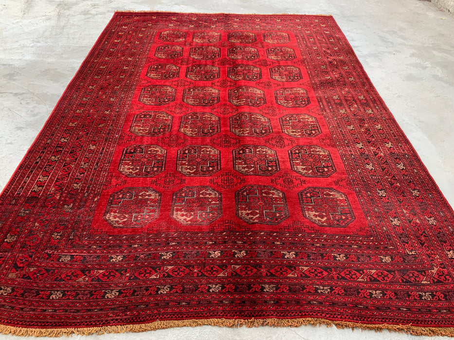 9'2 x 6'6 Hand-Knotted Persian Wool Rug - Red Tribal Geometric Area Rug - KBHM-647
