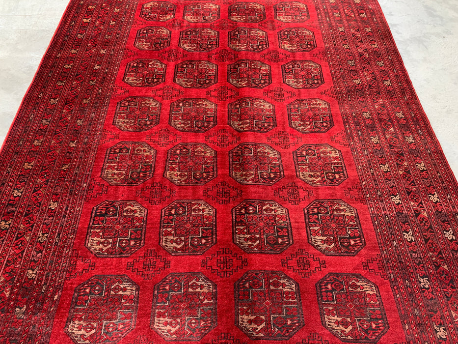 9'2 x 6'6 Hand-Knotted Persian Wool Rug - Red Tribal Geometric Area Rug - KBHM-647