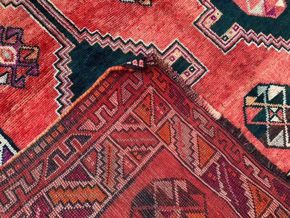 9'3 x 5'2 Hand-Knotted Persian Wool Rug - Coral Tribal Geometric Area Rug - KBHM-650