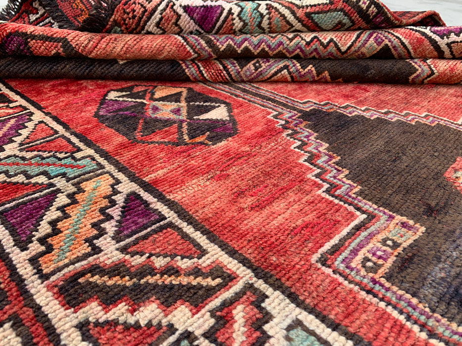 9'3 x 5'2 Hand-Knotted Persian Wool Rug - Coral Tribal Geometric Area Rug - KBHM-650
