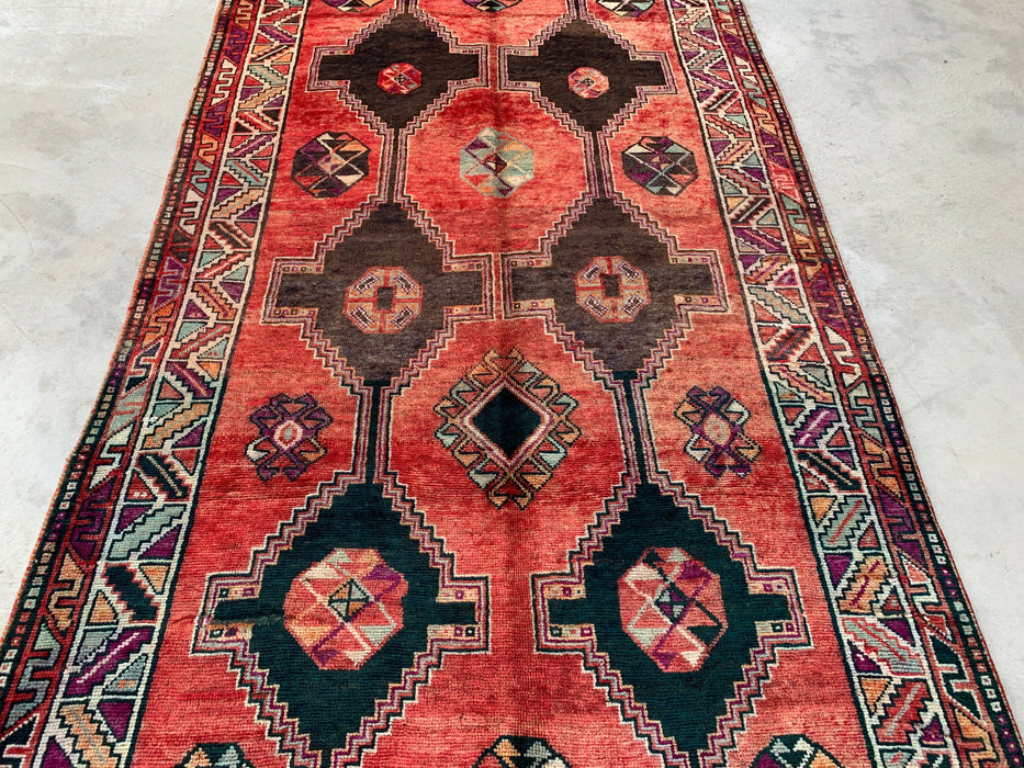 9'3 x 5'2 Hand-Knotted Persian Wool Rug - Coral Tribal Geometric Area Rug - KBHM-650