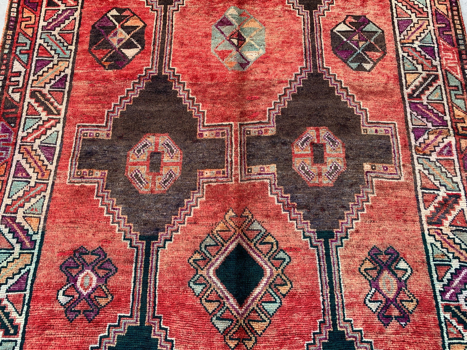 9'3 x 5'2 Hand-Knotted Persian Wool Rug - Coral Tribal Geometric Area Rug - KBHM-650