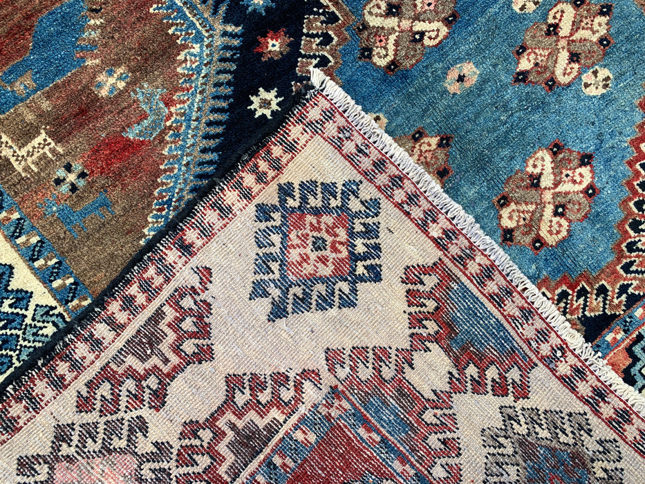 9'8 x 5'2 Hand-Knotted Persian Wool Rug - Blue Tribal Geometric Area Rug - KBHM-651