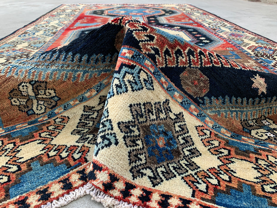9'8 x 5'2 Hand-Knotted Persian Wool Rug - Blue Tribal Geometric Area Rug - KBHM-651