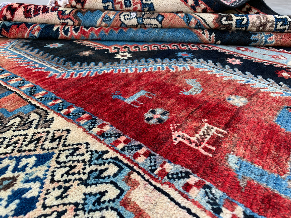 9'8 x 5'2 Hand-Knotted Persian Wool Rug - Blue Tribal Geometric Area Rug - KBHM-651