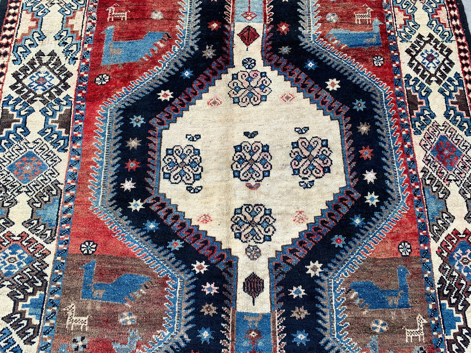 9'8 x 5'2 Hand-Knotted Persian Wool Rug - Blue Tribal Geometric Area Rug - KBHM-651