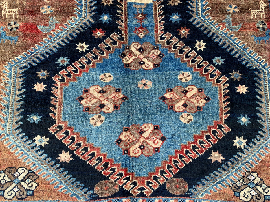 9'8 x 5'2 Hand-Knotted Persian Wool Rug - Blue Tribal Geometric Area Rug - KBHM-651