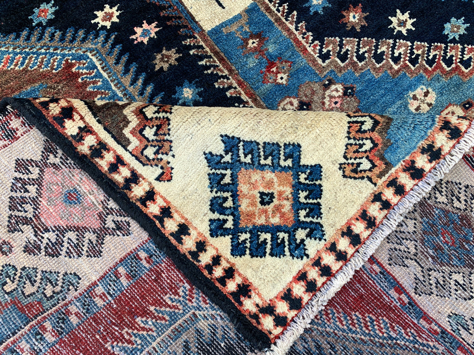 9'8 x 5'2 Hand-Knotted Persian Wool Rug - Blue Tribal Geometric Area Rug - KBHM-651