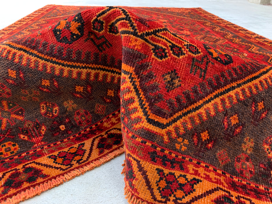 Handmade Persian Wool Area Rug 7x10 - Red Tribal Medallion Persian Style Rug - Exact Size 9'1" x 5'11" - KBHM-652