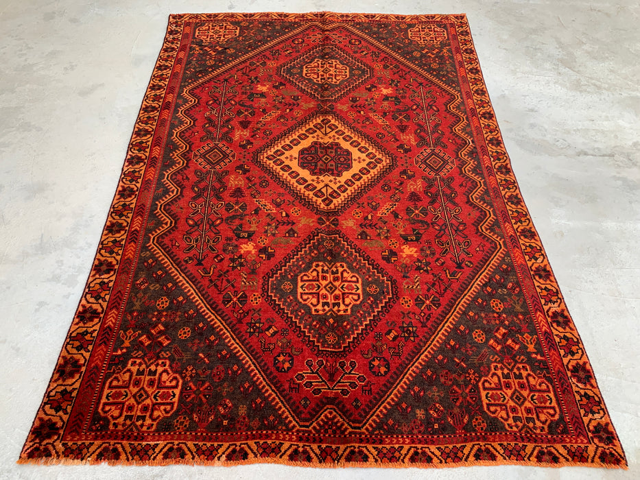 Handmade Persian Wool Area Rug 7x10 - Red Tribal Medallion Persian Style Rug - Exact Size 9'1" x 5'11" - KBHM-652