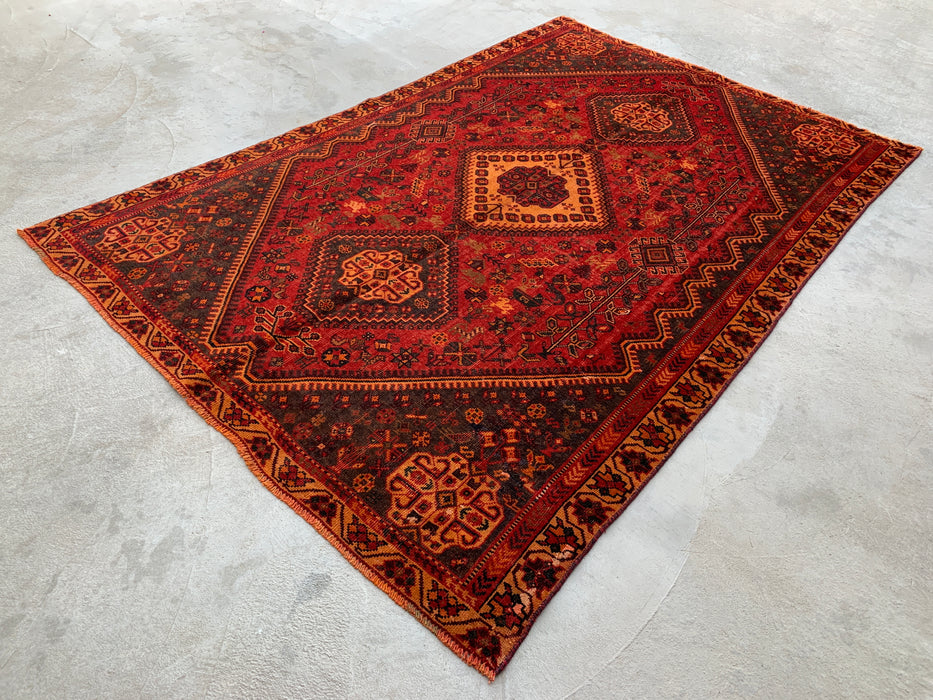 Handmade Persian Wool Area Rug 7x10 - Red Tribal Medallion Persian Style Rug - Exact Size 9'1" x 5'11" - KBHM-652