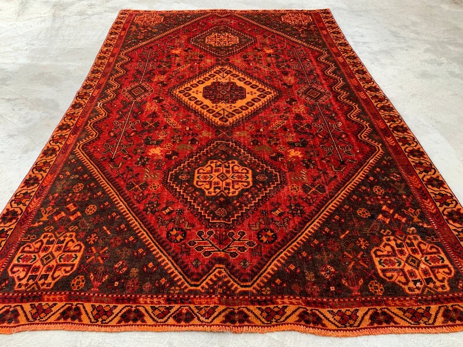 Handmade Persian Wool Area Rug 7x10 - Red Tribal Medallion Persian Style Rug - Exact Size 9'1" x 5'11" - KBHM-652