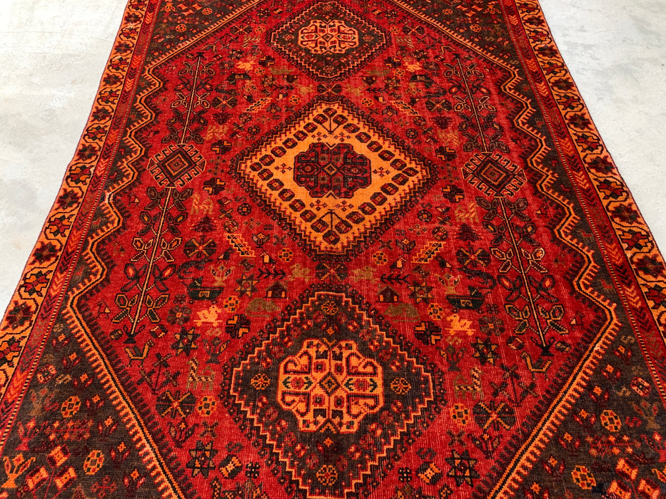 Handmade Persian Wool Area Rug 7x10 - Red Tribal Medallion Persian Style Rug - Exact Size 9'1" x 5'11" - KBHM-652