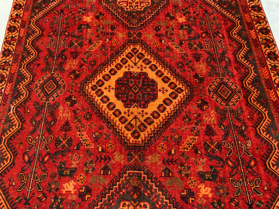 Handmade Persian Wool Area Rug 7x10 - Red Tribal Medallion Persian Style Rug - Exact Size 9'1" x 5'11" - KBHM-652