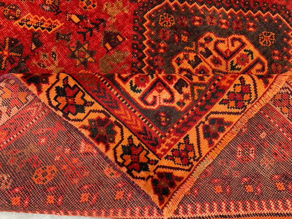Handmade Persian Wool Area Rug 7x10 - Red Tribal Medallion Persian Style Rug - Exact Size 9'1" x 5'11" - KBHM-652