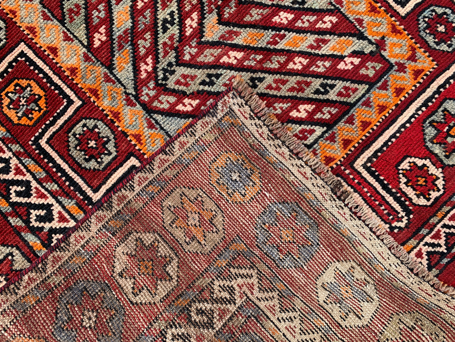 9'7 x 4'2 Hand-Knotted Persian Wool Rug - Red Tribal Geometric Area Rug - KBHM-653