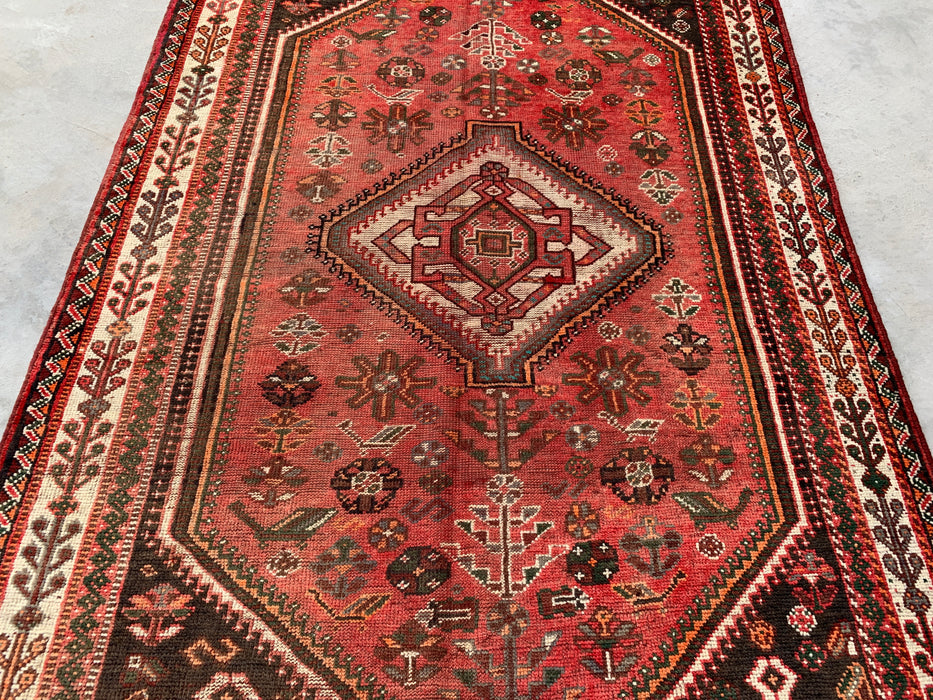 8'0 x 5'8 Hand-Knotted Persian Wool Rug - Red Tribal Medallion Area Rug - KBHM-655