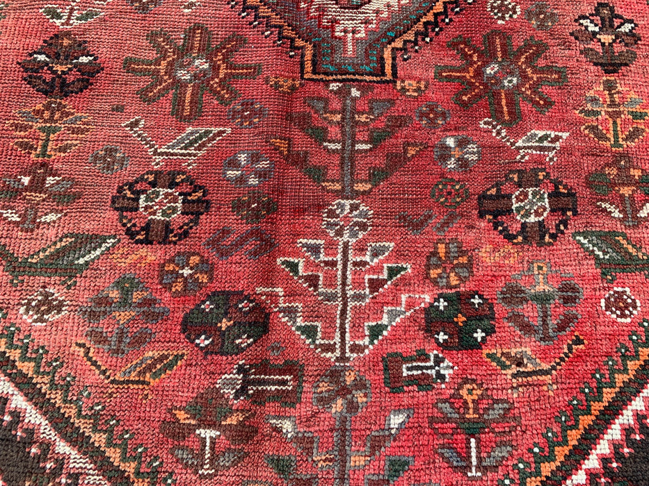 8'0 x 5'8 Hand-Knotted Persian Wool Rug - Red Tribal Medallion Area Rug - KBHM-655