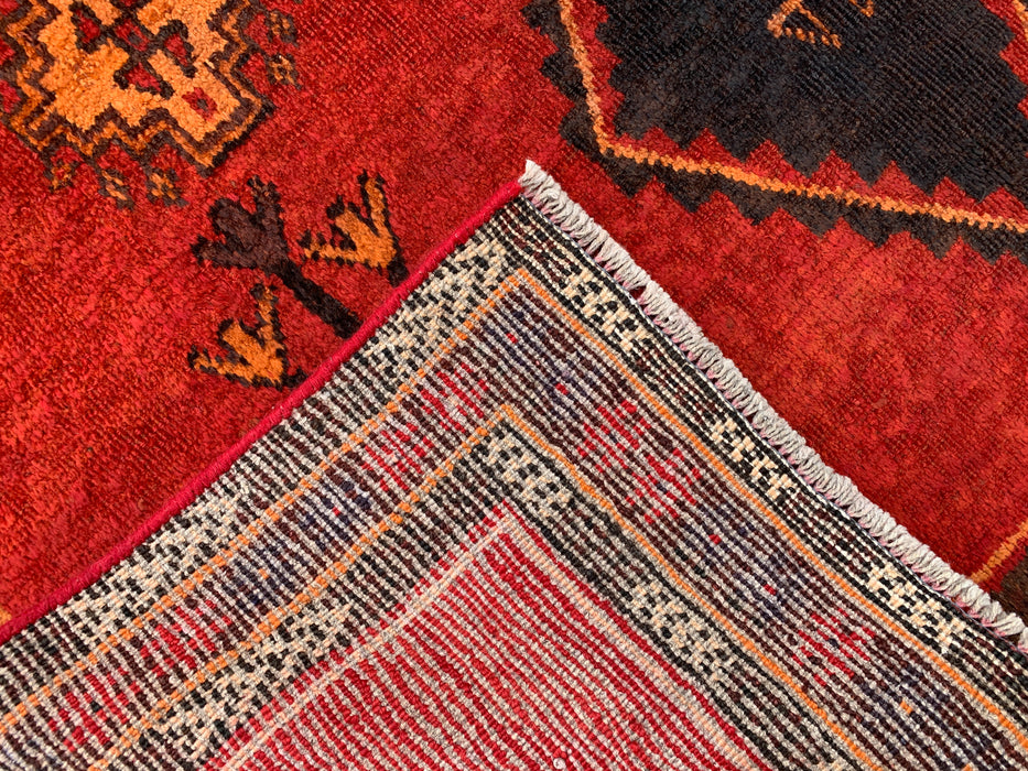 7'6 x 5'5 Hand-Knotted Persian Wool Rug - Red Tribal Geometric Area Rug - KBHM-656