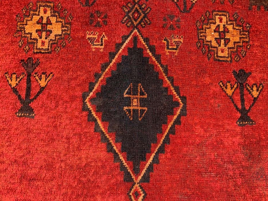 7'6 x 5'5 Hand-Knotted Persian Wool Rug - Red Tribal Geometric Area Rug - KBHM-656