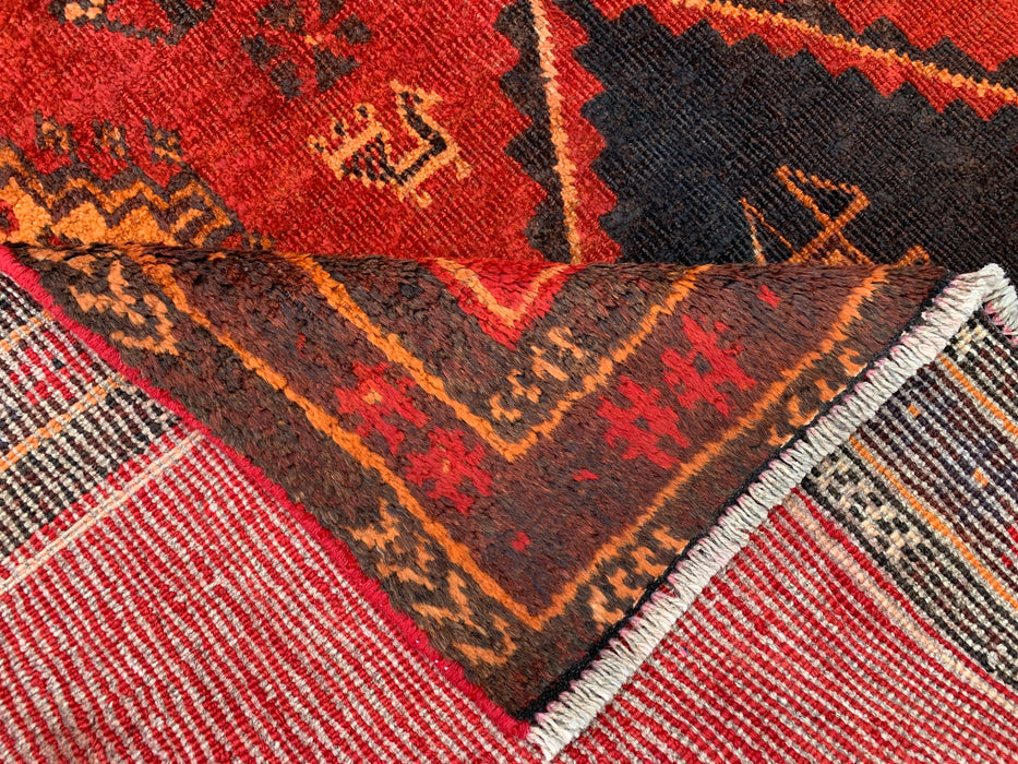 7'6 x 5'5 Hand-Knotted Persian Wool Rug - Red Tribal Geometric Area Rug - KBHM-656