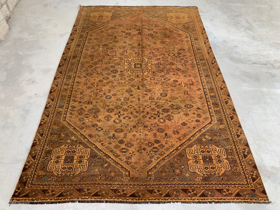 Handmade Persian Wool Area Rug 7x10 - Brown Tribal Geometric Persian Style Rug - Exact Size 10'0" x 6'8" - KBHM-659